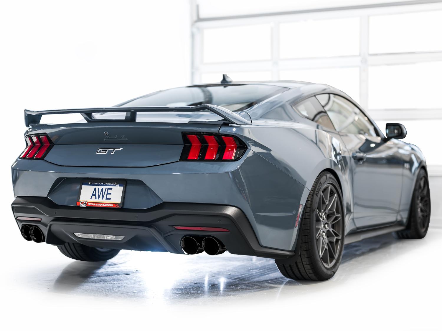 AWE SwitchPath Catback Exhaust - Quad Diamond Black Tips (2024-2026 Mustang GT) - 3025-43650