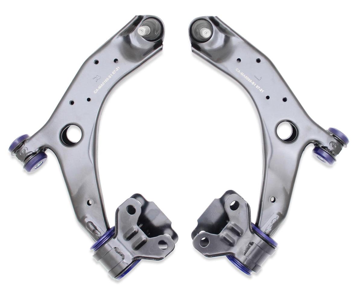 SuperPro 10-14 Mazda3 Front Lower Control Arm Set w/ SP Bushings (2010-2013 3 i, 3 S) - TRC1051