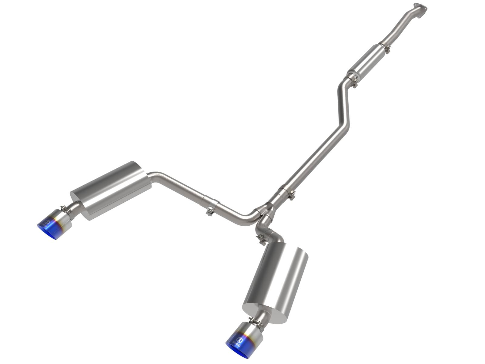 AFE Takeda 2-1/2 IN to 2-1/4 IN 304 Stainless Steel Cat-Back Exhaust System Blue Acura TSX 09-14 L4-2.4L - 49-36629-L