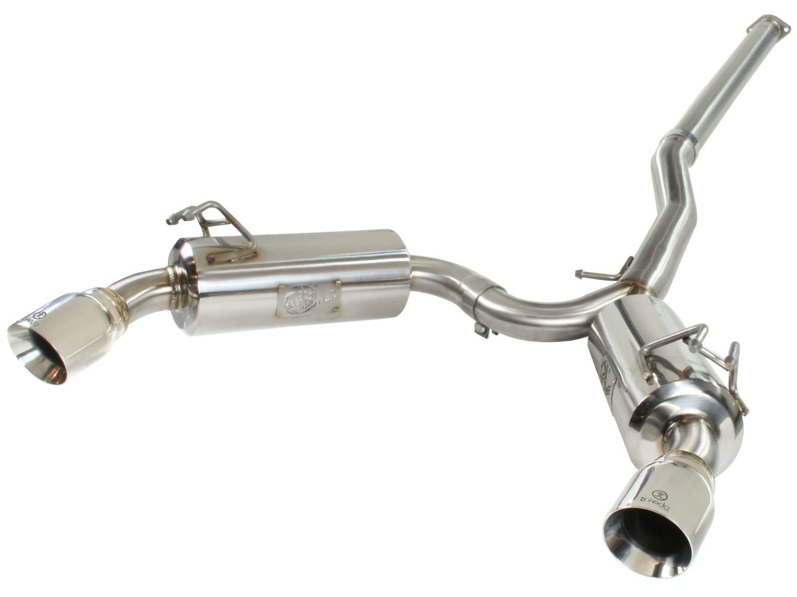 AFE Takeda 3 IN to 2-1/2 IN 304 Stainless Steel Cat-Back Exhaust w/ Polished Tips - 49-36701