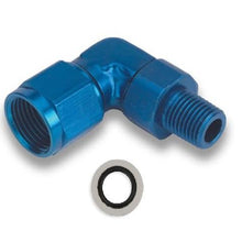Earls 90 Deg. Aluminum An To Npt Adapter - Size: -6An Female To 12mm X 1.5 Male Swivel - Anodized Blue - Bagged Packaging - 923192ERL