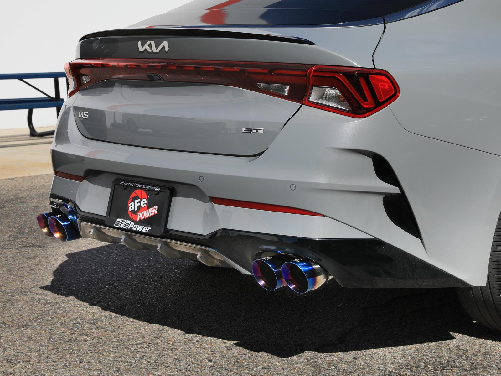 AFE Takeda 3 IN to 2-1/2 IN 304 Stainless Steel Axle-Back Exhaust w/ Blue Flame Ti (2021-2024 K5 GT) - 49-37043-L