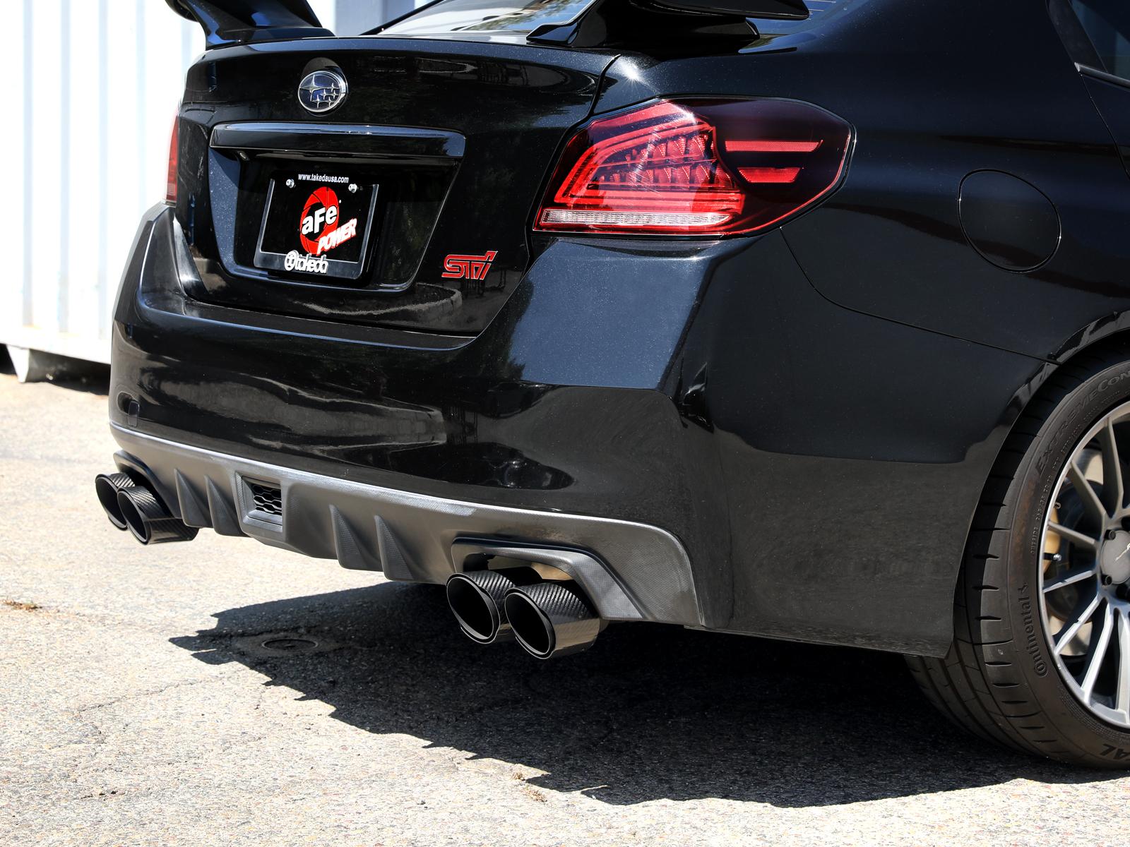 AFE Takeda 3 IN to 2-1/4 IN 304 Stainless Steel Cat-Back Exhaust w/ Black Tip (2015-2021 WRX , WRX STI) - 49-36810-C