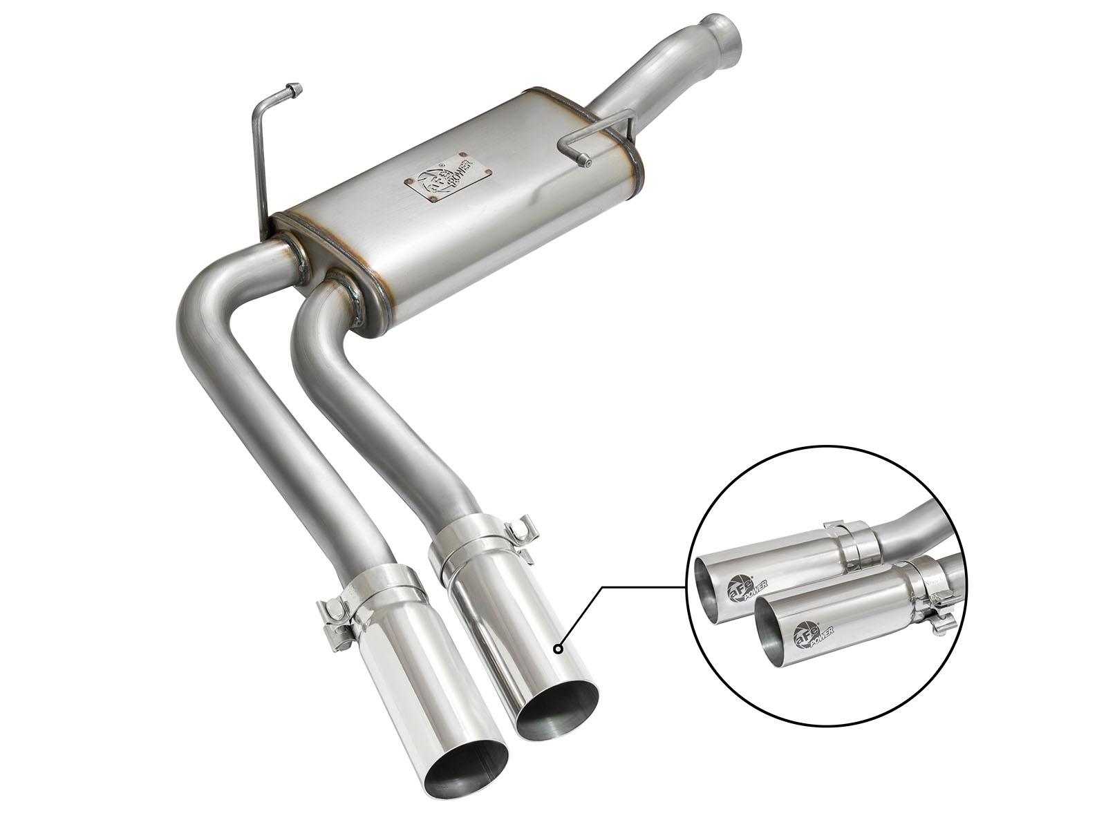 AFE Rebel Series 3 IN to 2-1/2 IN 409 Stainless Steel Cat-Back Exhaust w/ Polish Tip - 49-44070-P