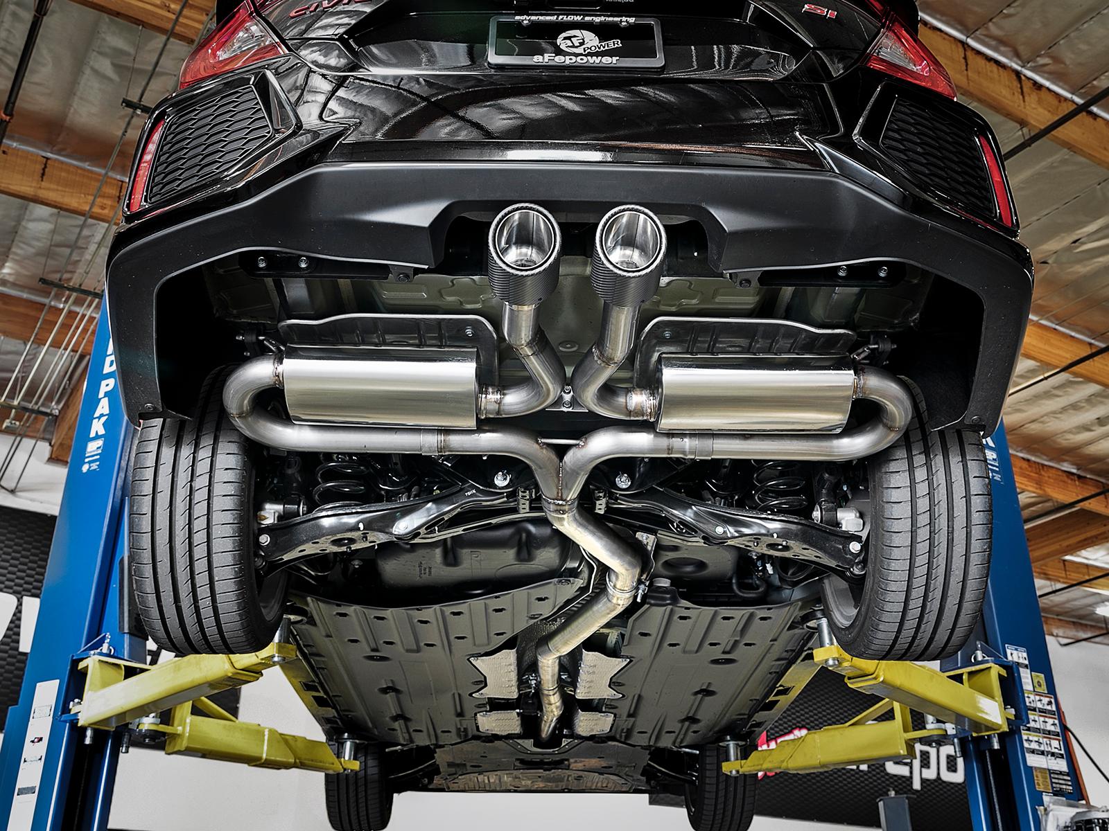 AFE Takeda 3 IN 304 Stainless Steel Cat-Back Exhaust System w/ Carbon Fiber Tip (Honda Civic Si Sedan 17-20 L4-1.5L (t)) - 49-36621-1C