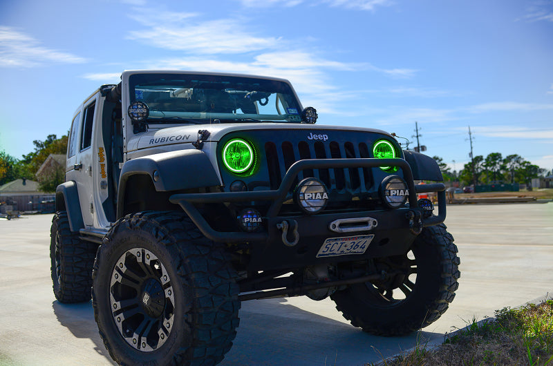 Oracle 07-17 Jeep Wrangler Surface Mount LED Headlight Halo Kit - Green