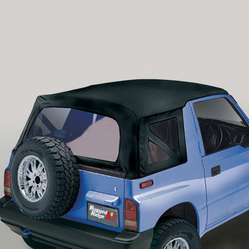 Rugged Ridge Soft Top Black Denim Clear Windows; 95-98 Suzuki Sidekicks - 53703.15