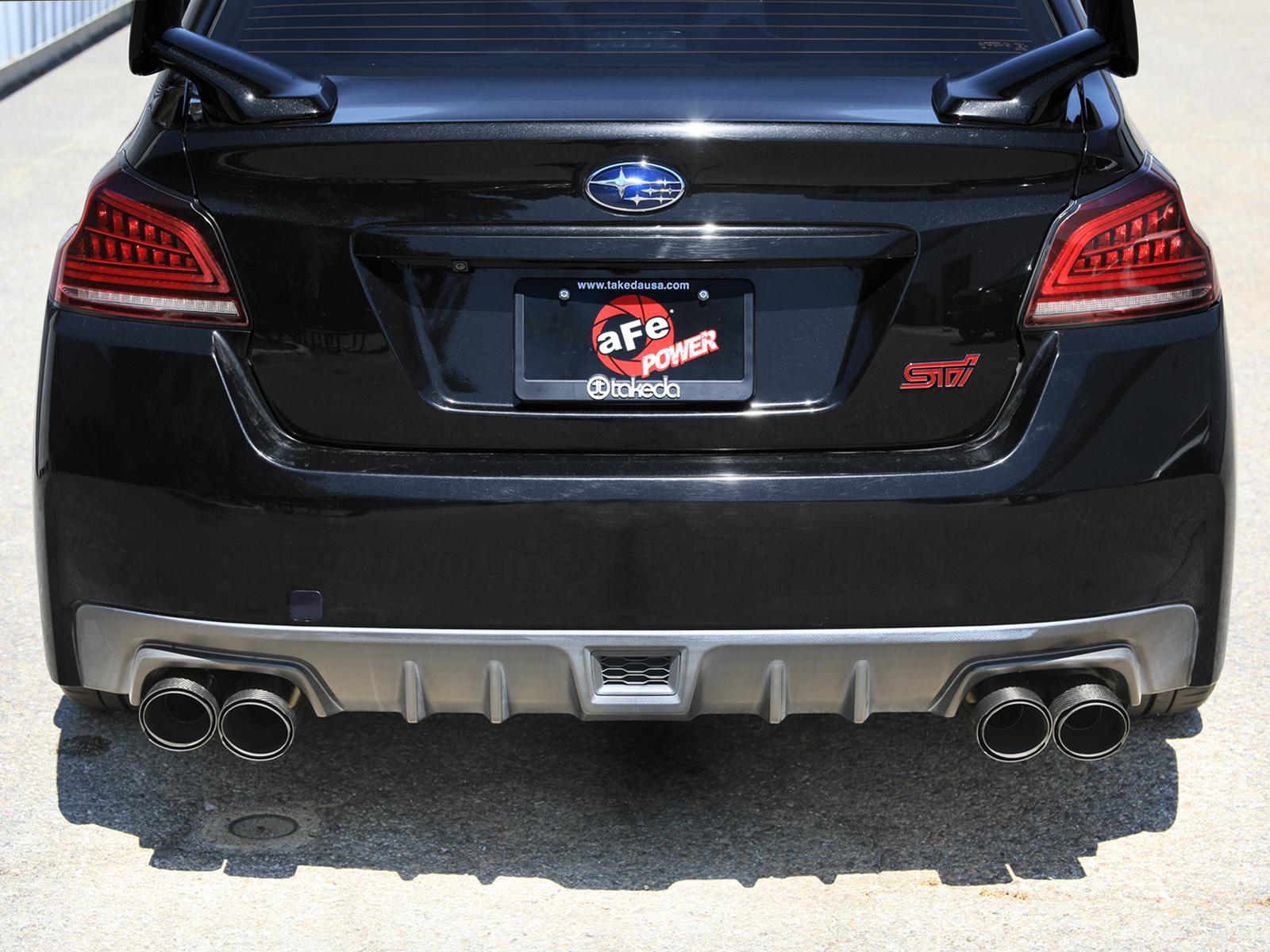 AFE Takeda 3 IN to 2-1/4 IN 304 Stainless Steel Cat-Back Exhaust w/ Black Tip (2015-2021 WRX , WRX STI) - 49-36810-C