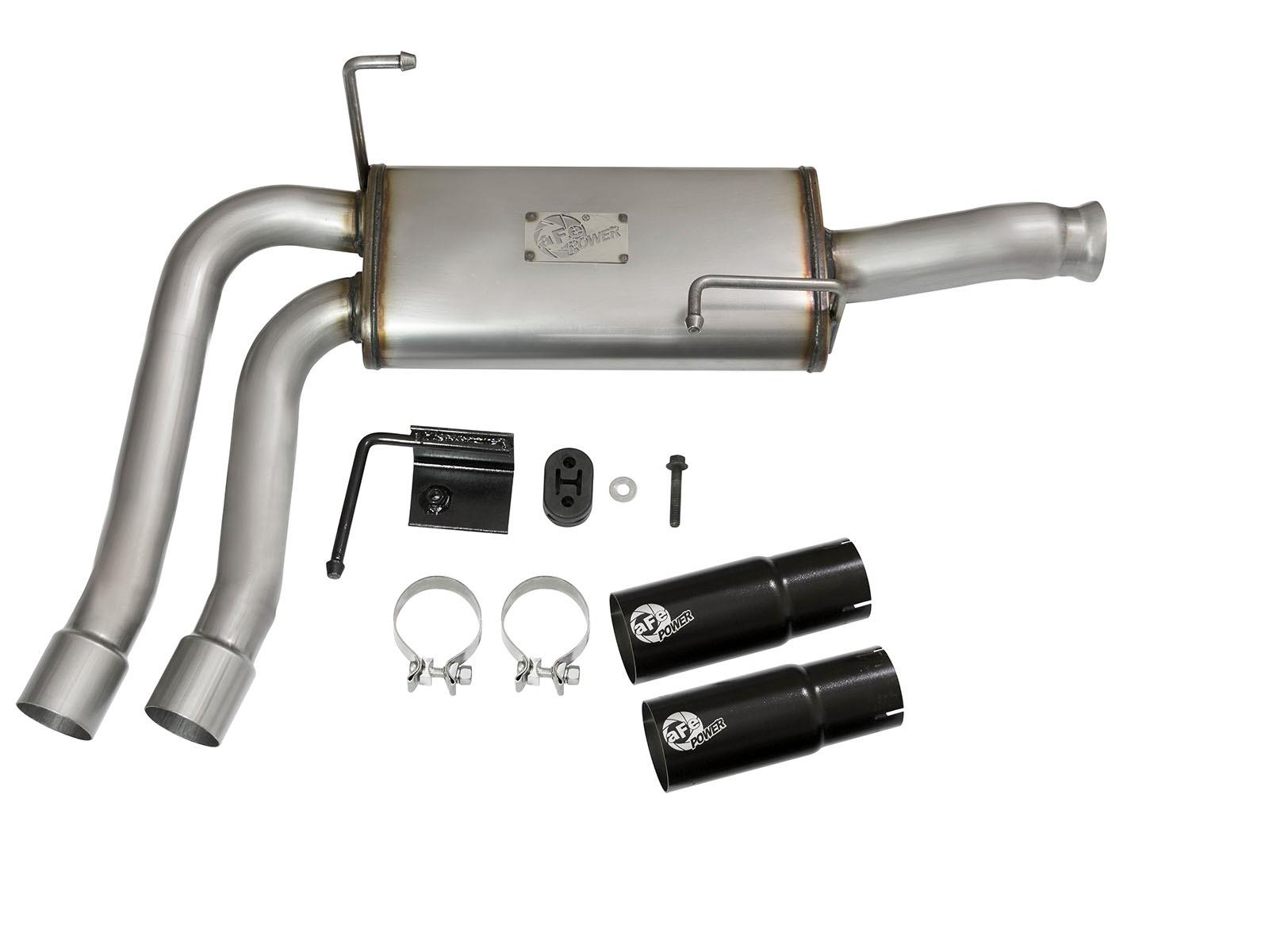 AFE Rebel Series 3 IN to 2-1/2 IN 409 Stainless Steel Cat-Back Exhaust w/Black Tip - 49-44070-B