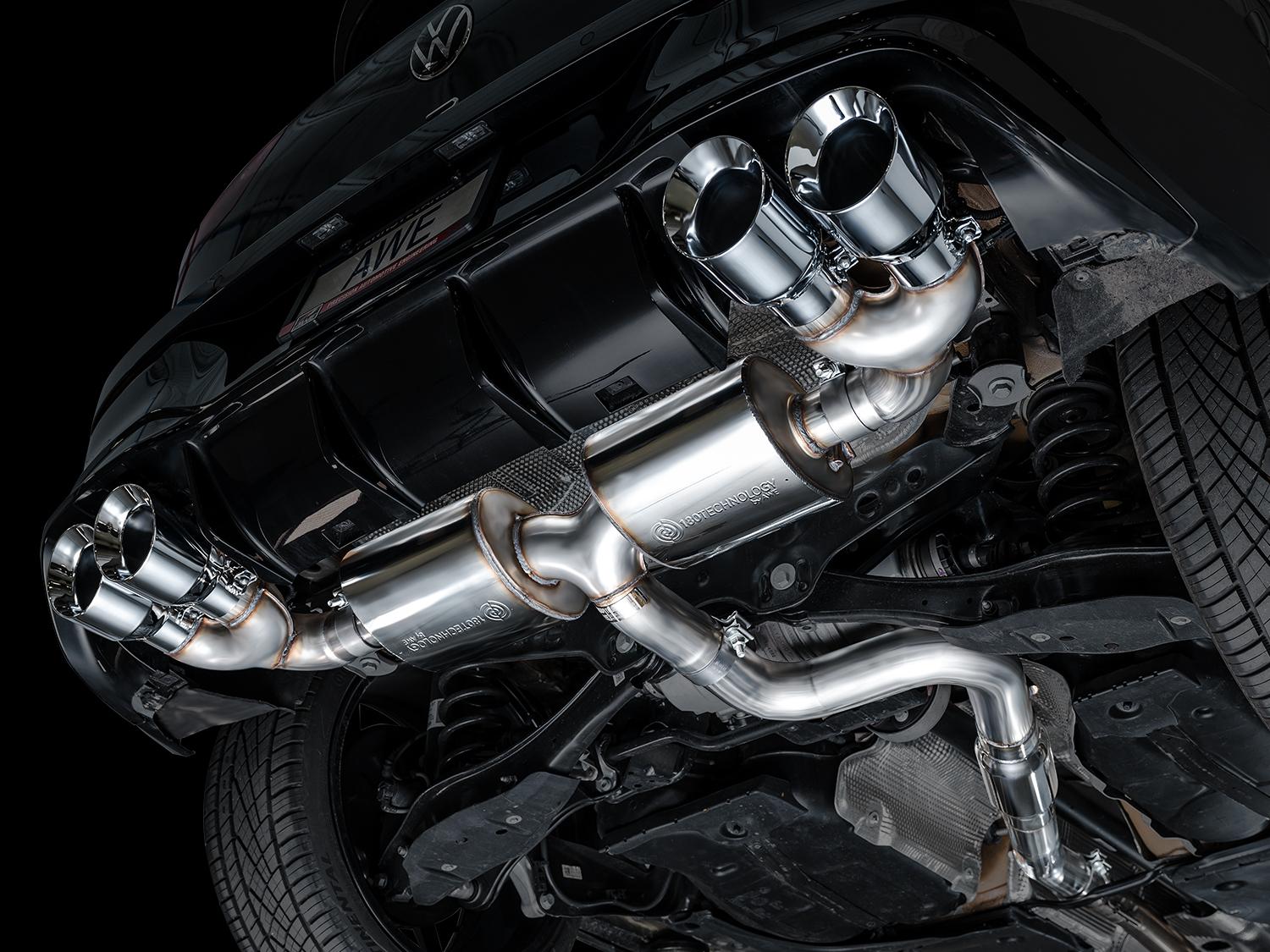 AWE Touring Edition Exhaust for Volkswagen MK8 Golf R - Chrome Silver Tips - 3015-42658