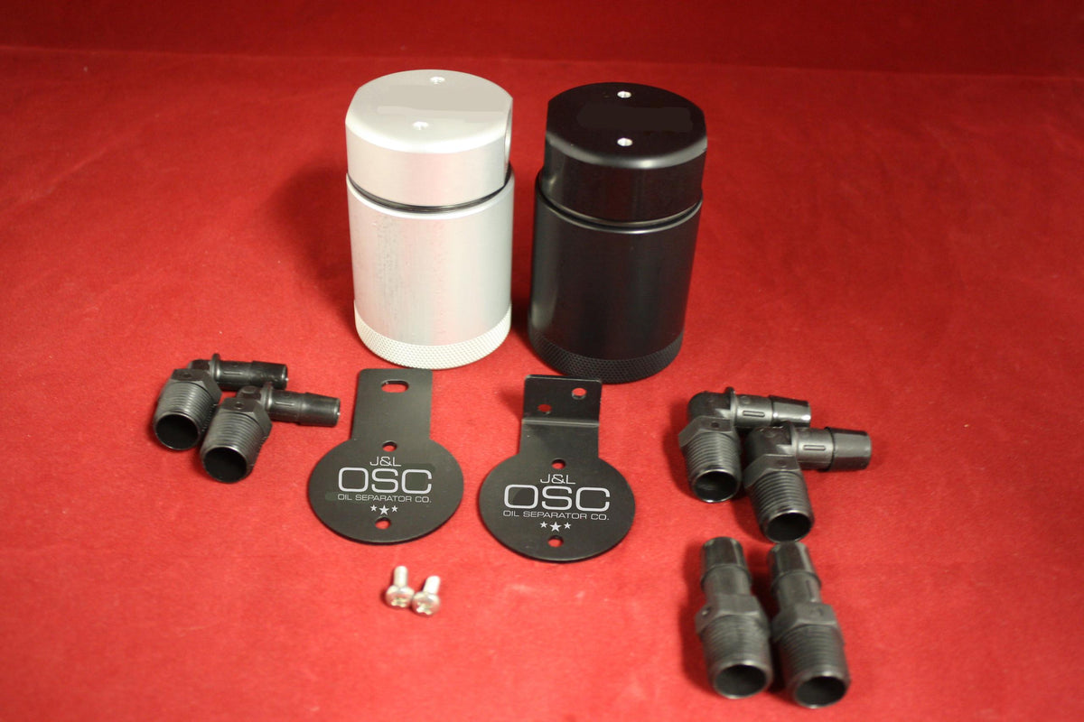 J&L Oil Separator 3.0 Base kit, Clear Anodized -  includes 2 brackets and 6 fittings (3 different sizes) - 3001-C