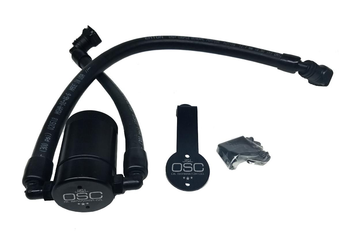 J&L 3011D-B 2011-2017 Mustang 5.0L / 5.2L Driver Side Billet 3.0 Oil Separator (Black Anodized)
