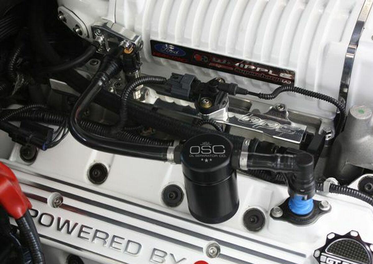 J&L 3012P-B 2007-2014 Shelby GT500 3.0 Passenger Side Oil Separator (Black Anodized)