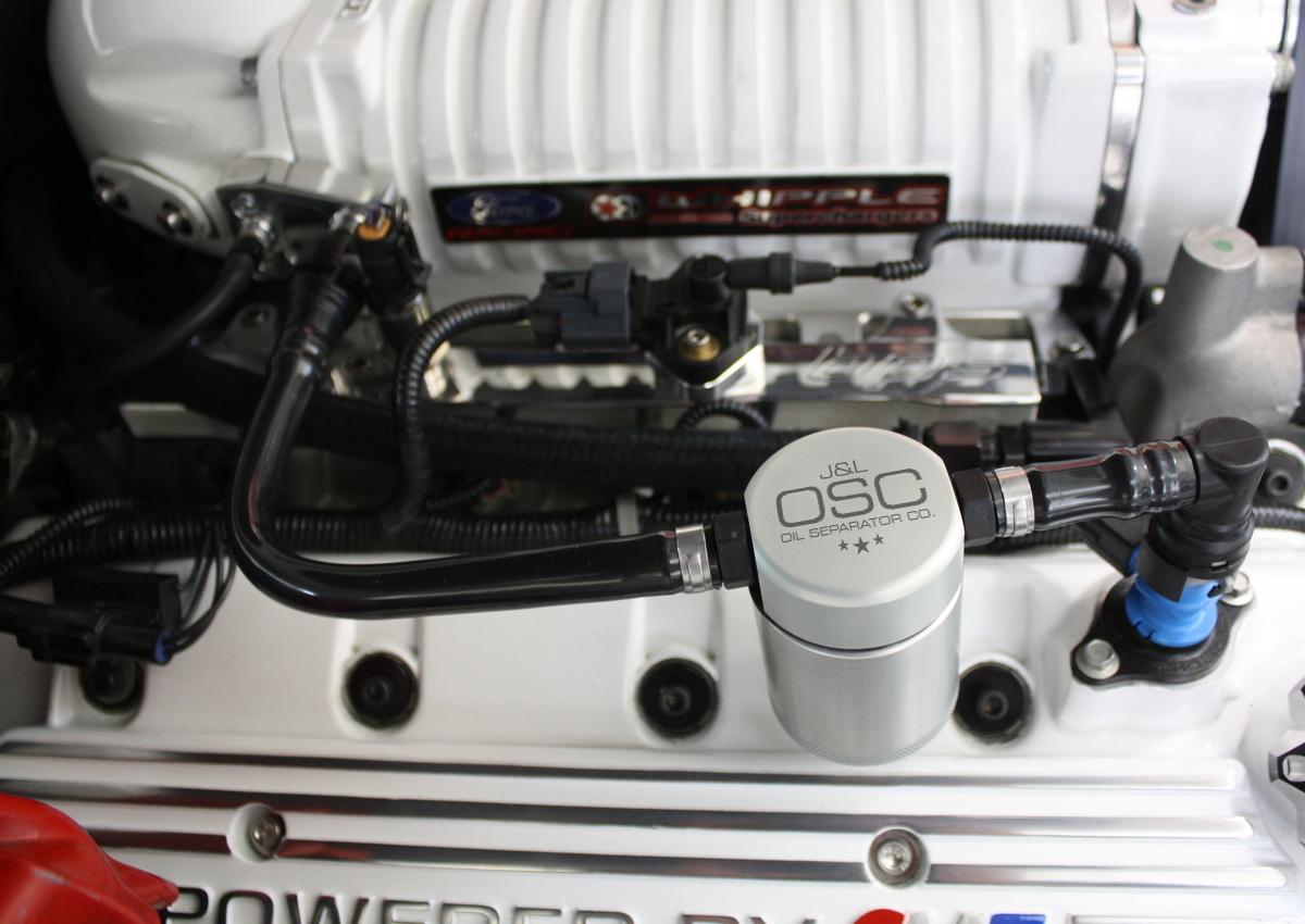 J&L 3012P-C 2007-2014 Shelby GT500 3.0 Passenger Side Oil Separator (Clear Anodized)