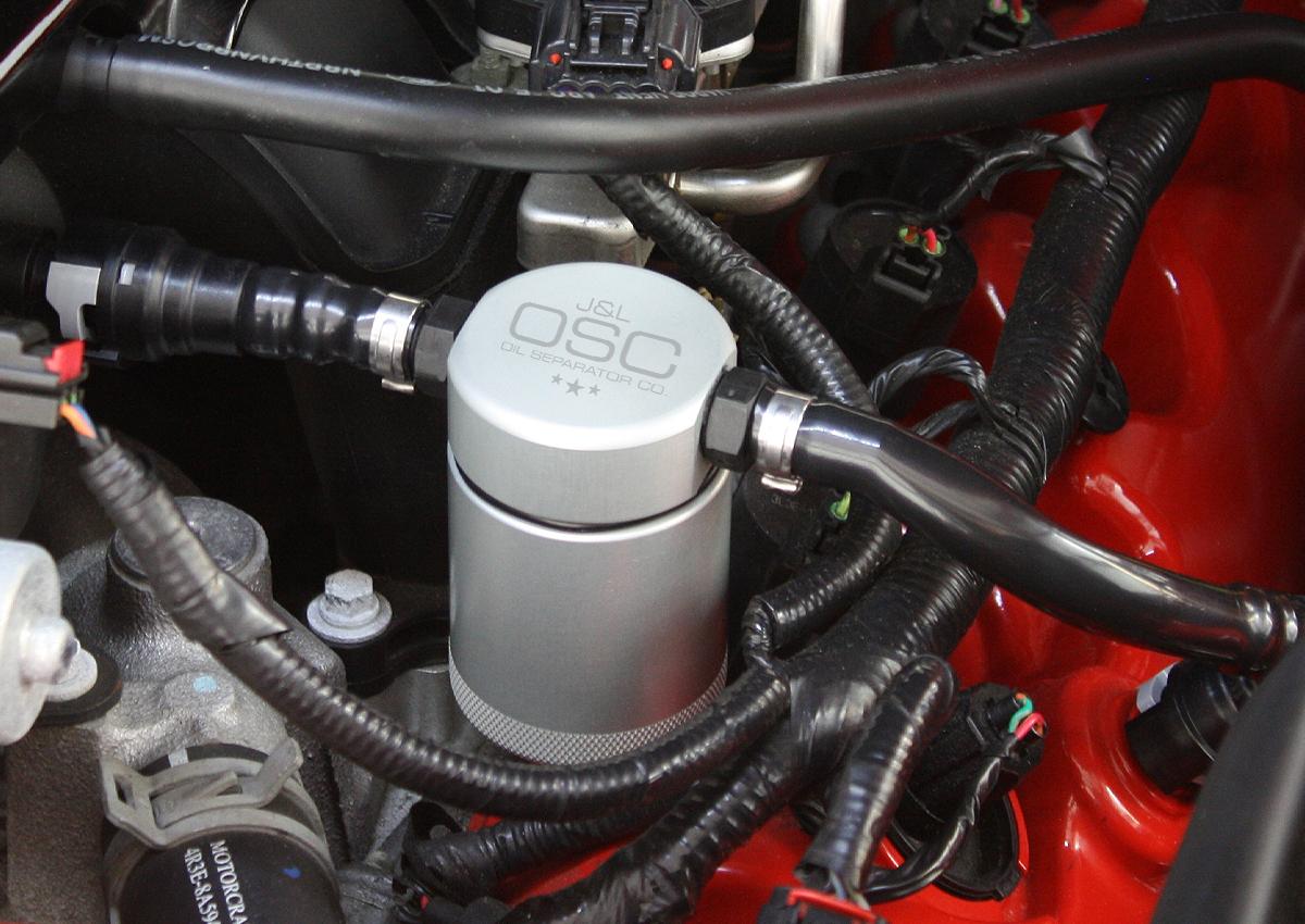 J&L 3013D-C 2005-2010 Mustang GT Driver Side 3.0 Oil Separator (Clear Anodized)