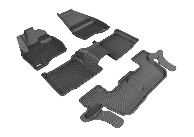 3D MAXpider 2015-2016 Ford Explorer Kagu 1st & 2nd & 3rd Row Floormats - Black