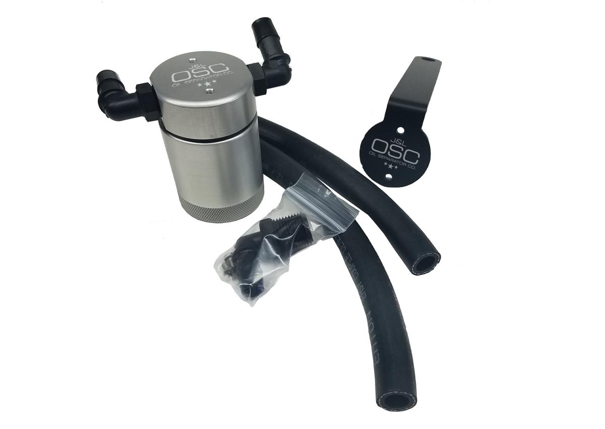 J&L 3018P-C 1999-2004 Mustang 4V Passenger Side 3.0 Oil Separator (Clear Anodized)