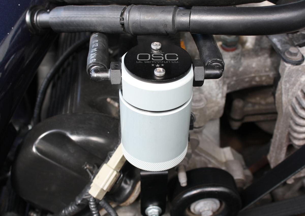 J&L 3019P-C 1999-2004 Mustang GT Passenger Side 3.0 Oil Separator (Clear Anodized)