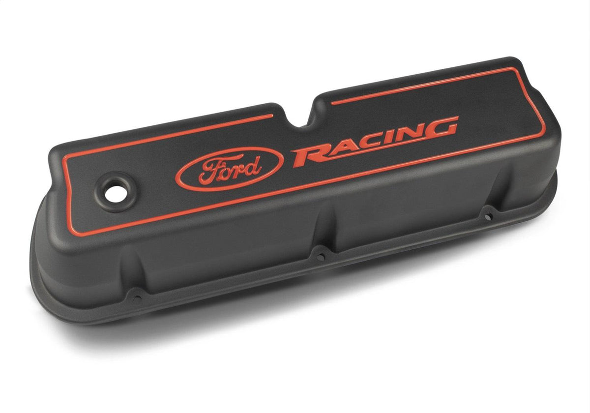 Ford Performance "Ford Racing" Logo Die-Cast Valve Covers - Black - 302-003