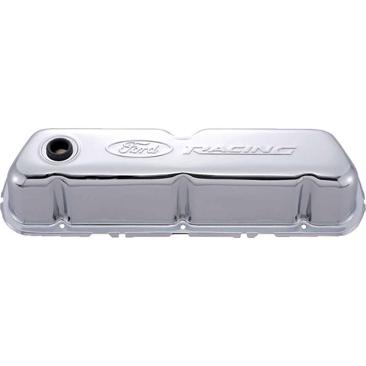 Ford Performance "Ford Racing" Embossed Logo Stamped Steel Valve Covers - Chrome - 302-070