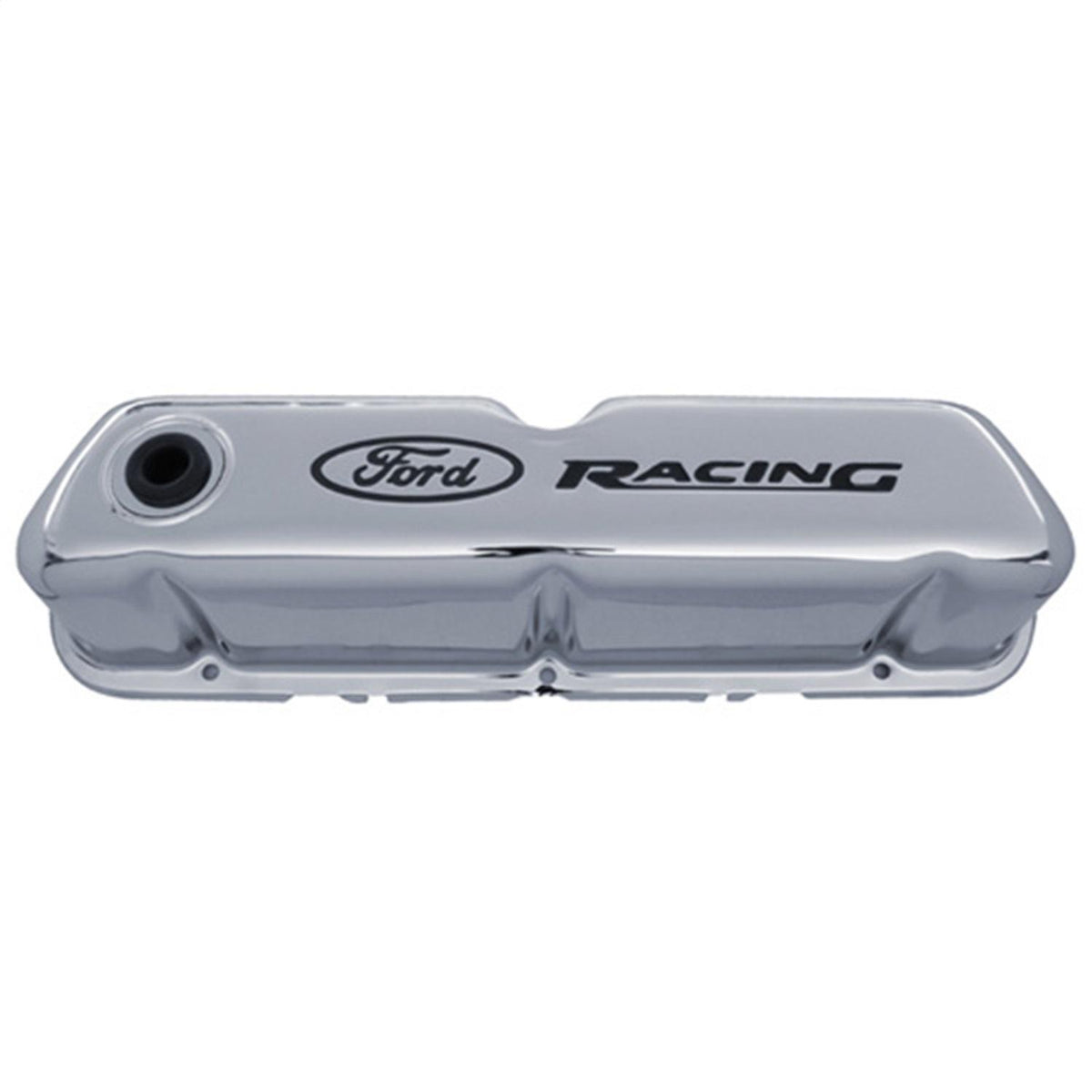 Ford Performance "Ford Racing" Logo Stamped Steel Valve Covers - Chrome - 302-071