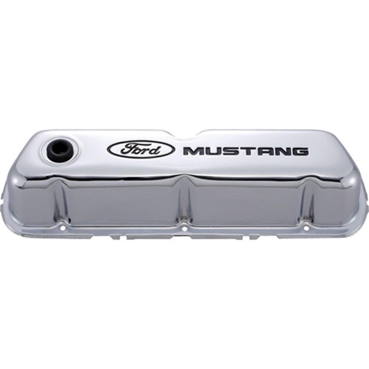 Ford Performance "Ford Mustang" Logo Stamped Steel Valve Covers - Chrome - 302-100