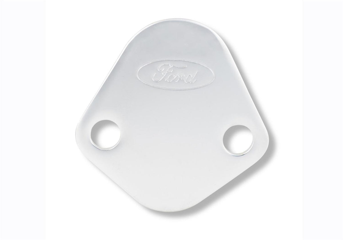 Ford Performance "Ford" Fuel Pump Blockoff Plate - Chrome - 302-290