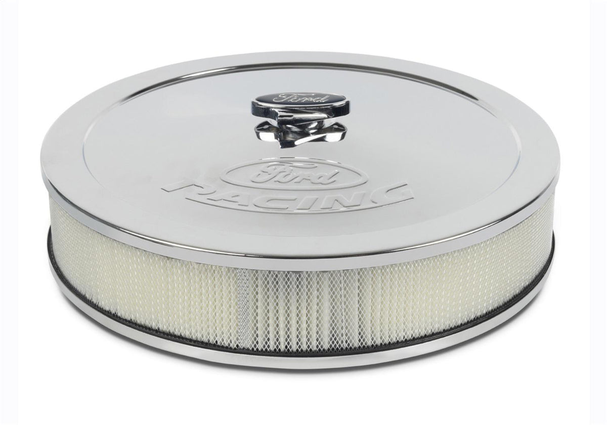 Ford Performance "Ford Racing" Emblem Air Cleaner Kit - Chrome - 302-350