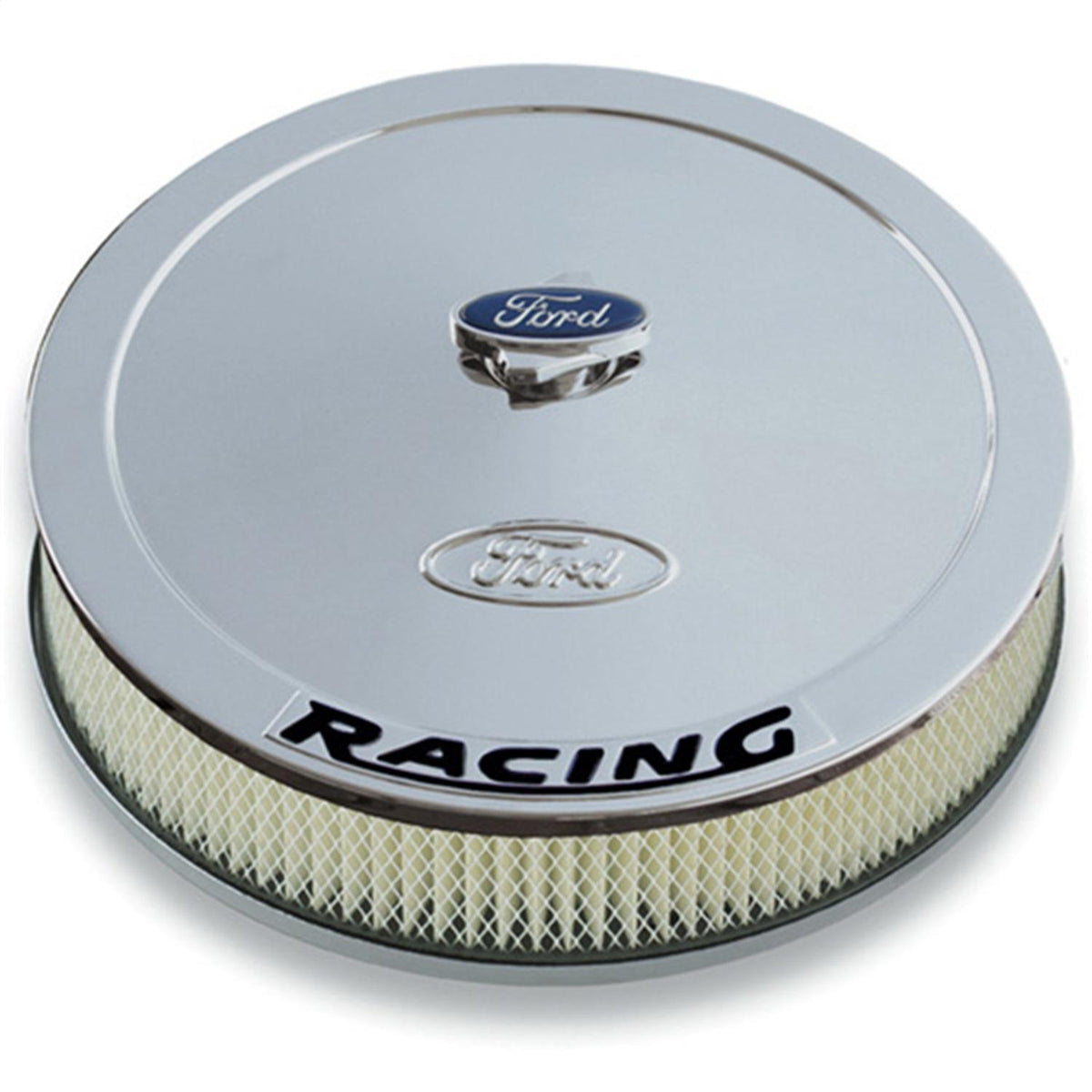 Ford Performance "Ford" Emblem w/ Black "Ford Racing" Emblem  Air Cleaner Kit - Chrome - 302-351