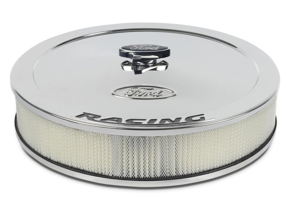 Ford Performance "Ford" Emblem w/ Black "Ford Racing" Emblem  Air Cleaner Kit - Chrome - 302-351
