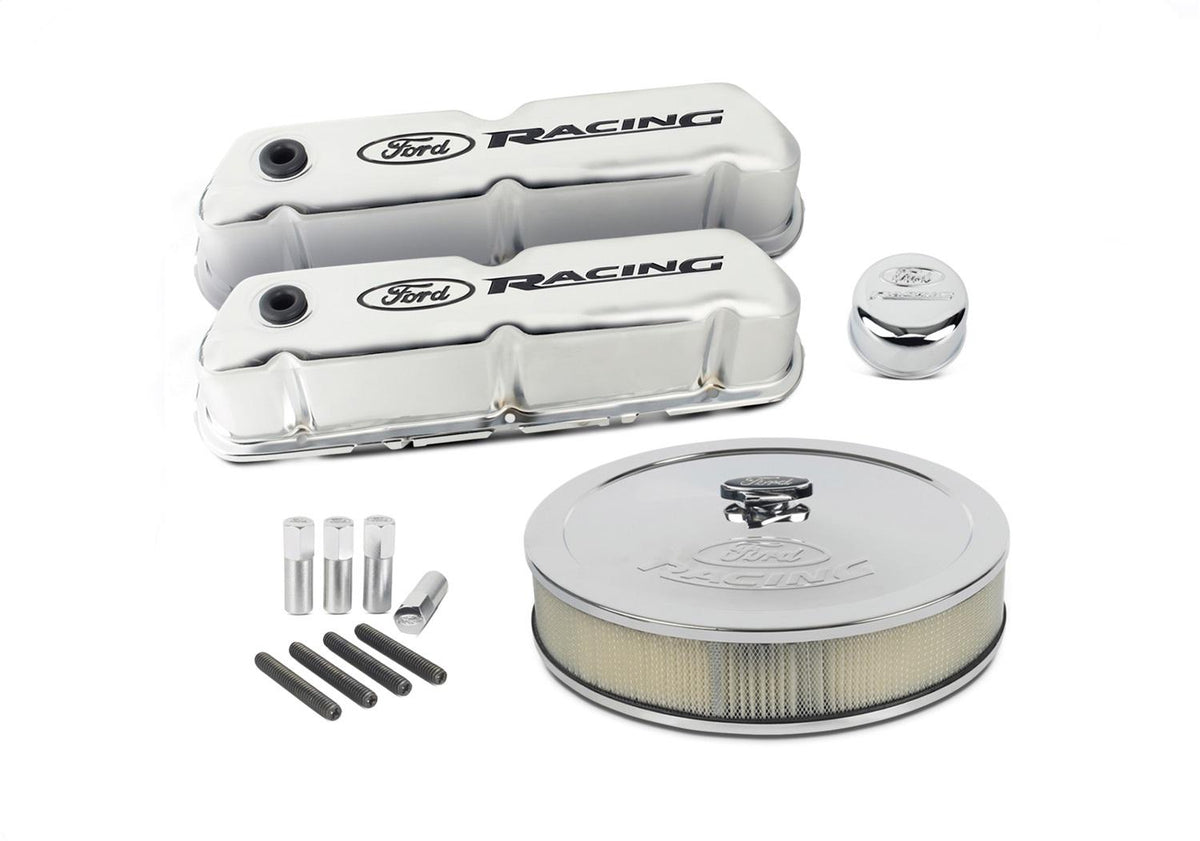 Ford Performance "Ford Racing" Complete Dress Up Kit - Chrome w/ Black Emblems - 302-510