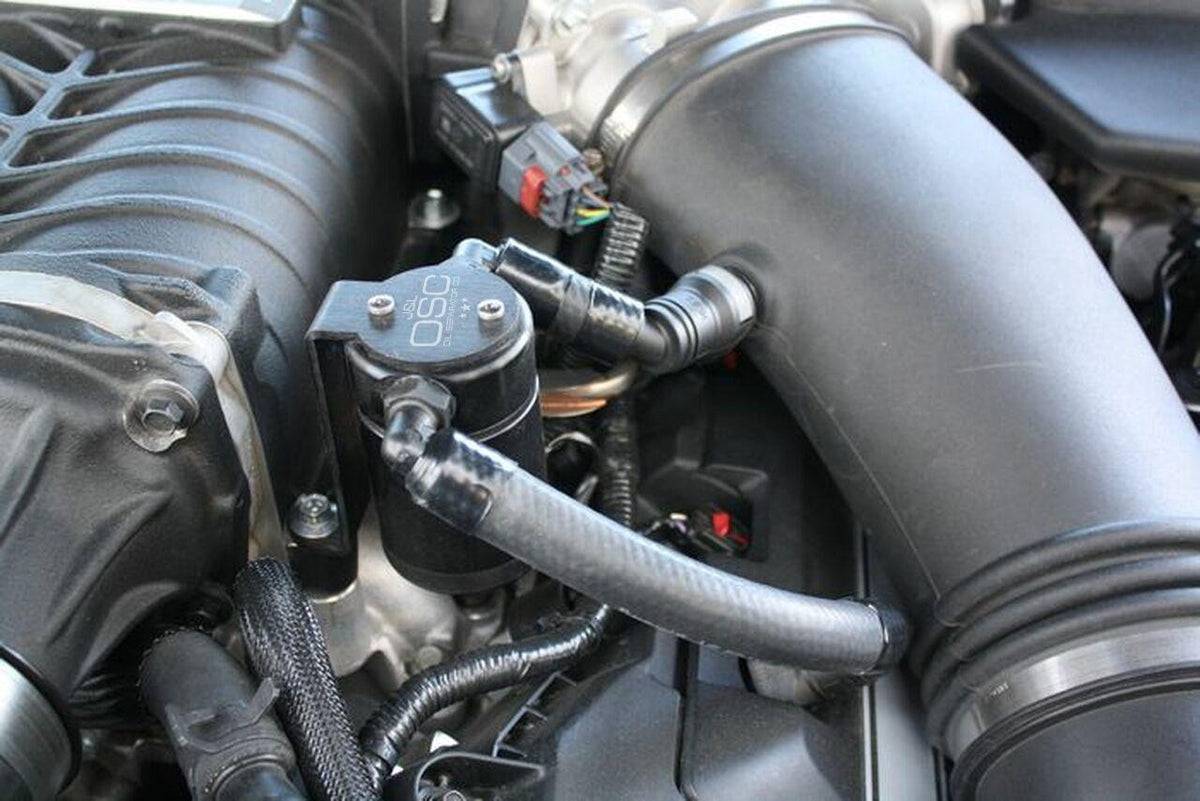 J&L Oil Separator 3.0 Driver Side, Black Anodized (2011-14 Mustang GT w/ Roush/Whipple/FRPP/VMP Supercharger; 2015-17 Mustang GT with Roush/VMP Supercharger) - 3020D-B