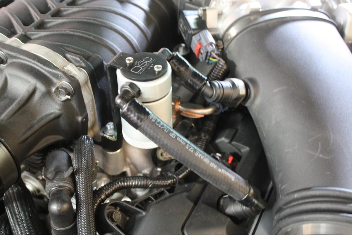 J&L Oil Separator 3.0 Driver Side, Clear Anodized (2011-14 Mustang GT w/ Roush/Whipple/FRPP/VMP Supercharger; 2015-17 Mustang GT with Roush/VMP Supercharger) - 3020D-C