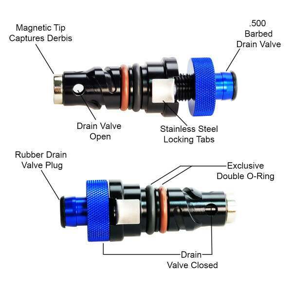 UPR 3025-02 Billet Drain Plug with Magnetic Tip and Drain Valve (Mustang GT / GT350  / F150 / Explorer ST / Bronco / Bronco Raptor)