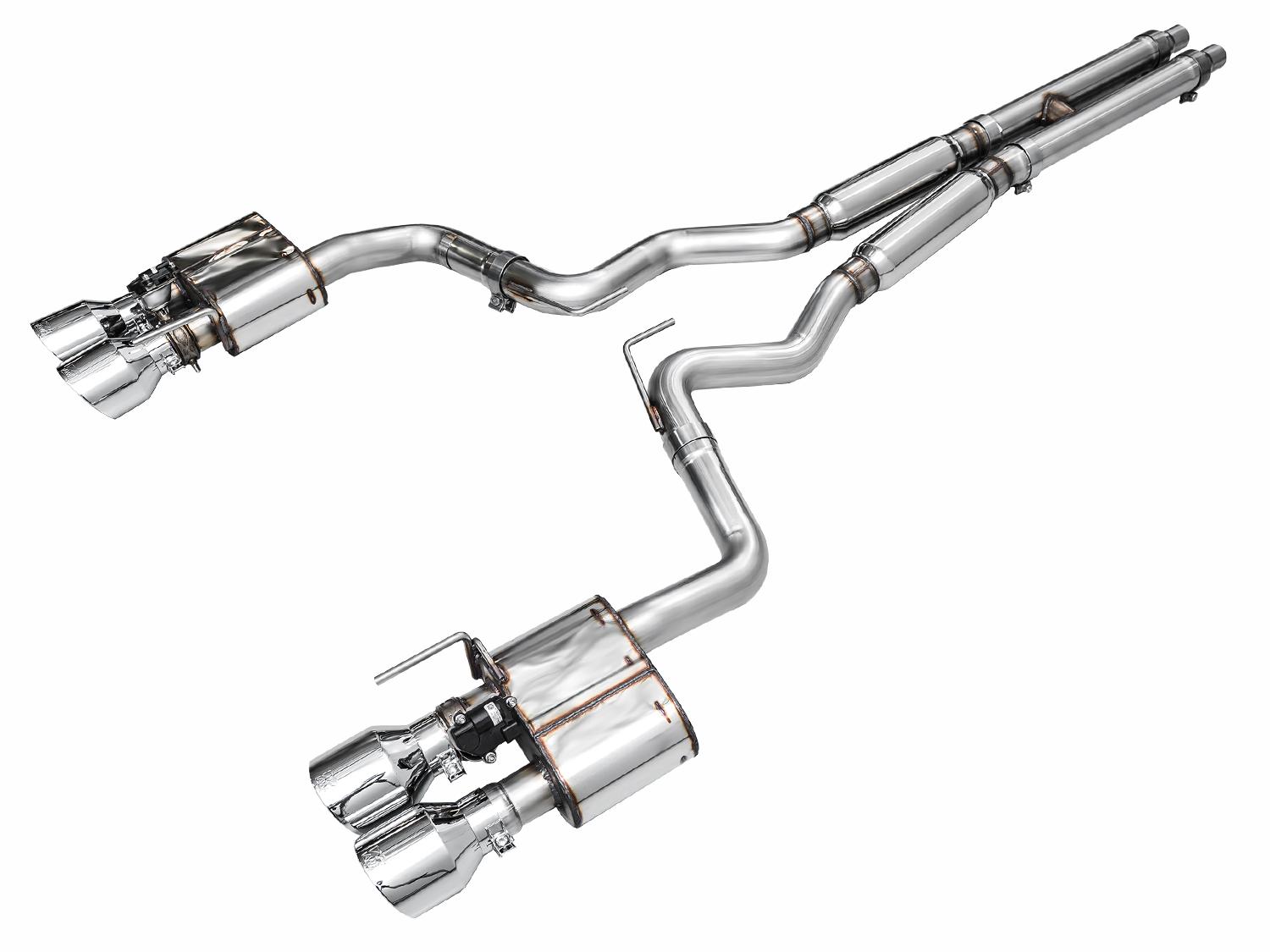 AWE SwitchPath Exhaust - Chrome Silver Tips (2021-2023 Mustang Mach 1) - 3025-42551