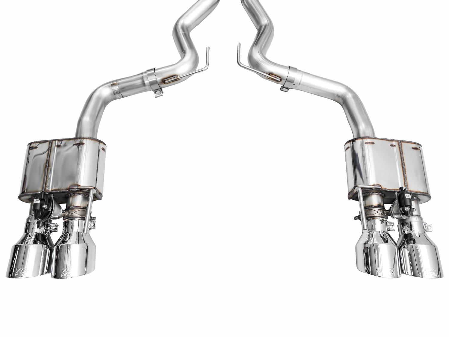 AWE SwitchPath Exhaust - Chrome Silver Tips (2021-2023 Mustang Mach 1) - 3025-42551