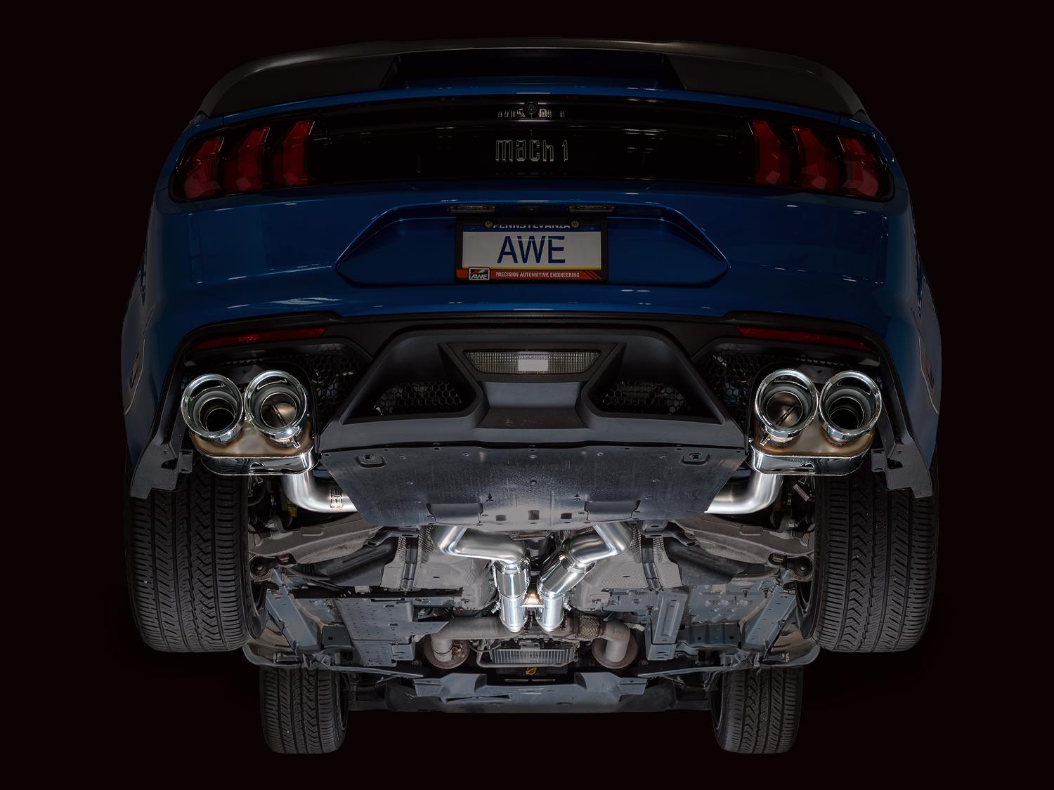 AWE SwitchPath Exhaust - Chrome Silver Tips (2021-2023 Mustang Mach 1) - 3025-42551