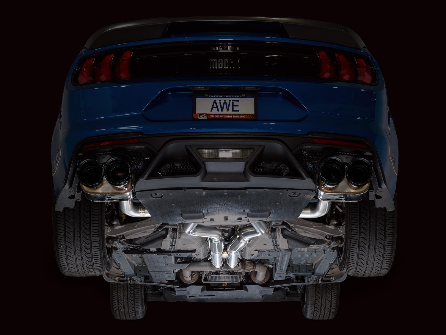 AWE SwitchPath Exhaust - Diamond Black Tips (2021-2023 Mustang Mach 1) - 3025-43551