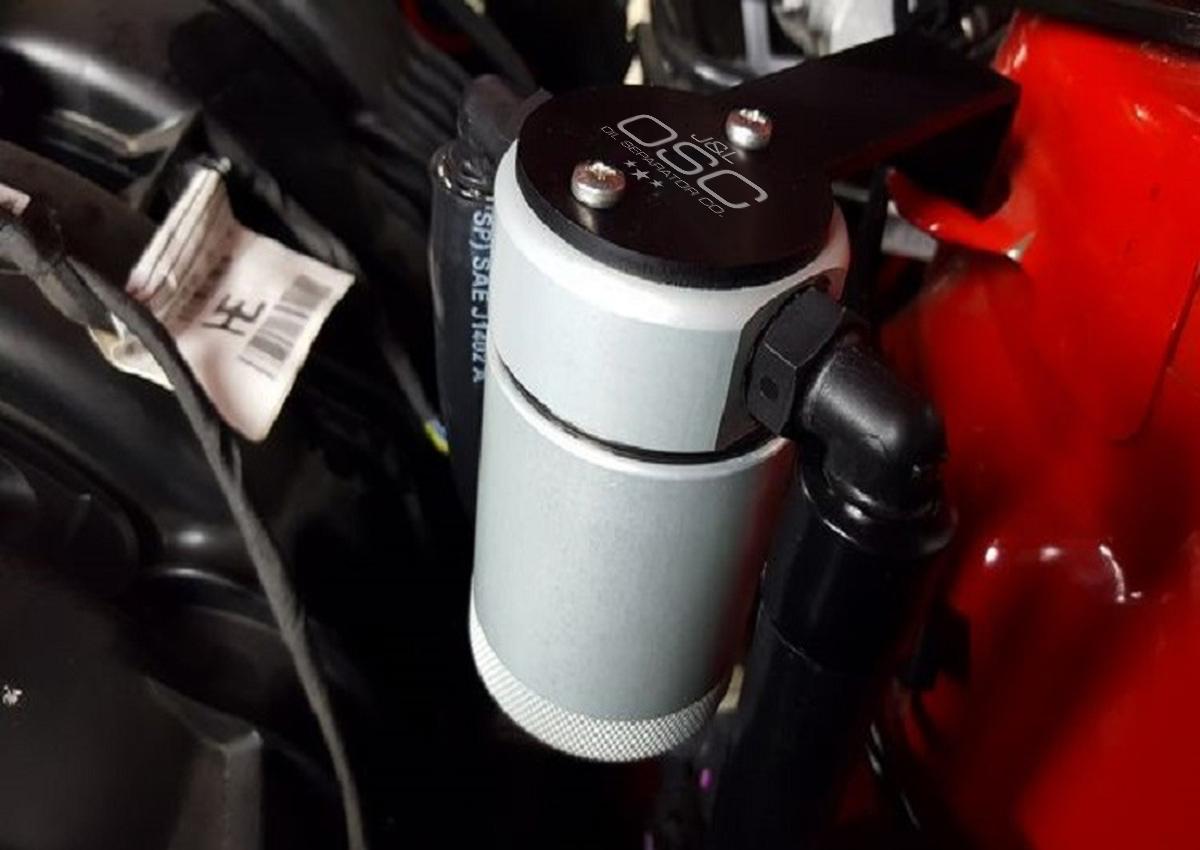 J&L 3029D-C 2015-2020 Mustang 2.3L Ecoboost Driver Side 3.0 Oil Separator (Clear Anodized)