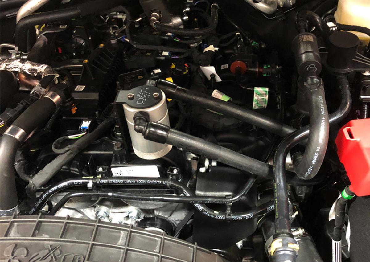 J&L 3037D-C 3.0 Oil Separator Drivers Side - Clear Anodized (2019+ Ford Ranger 2.3L Ecoboost)