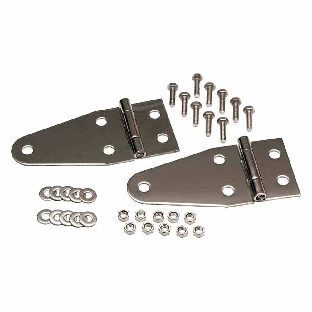 Kentrol Jeep CJ/YJ Hood Hinge Pair 55-95 CJ and Wrangler YJ Polished Silver - 30402