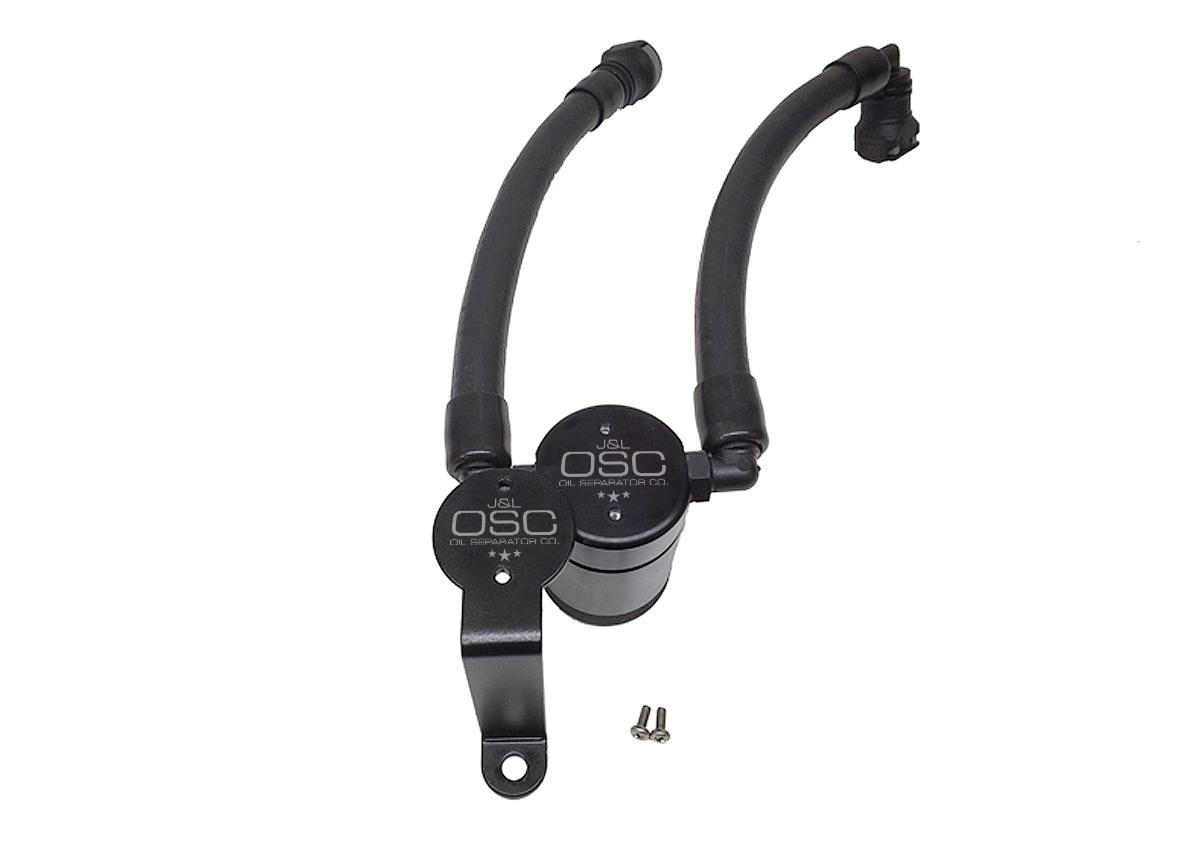 J&L 3040P-B Remote Mount Passenger Side 3.0 Oil Separator - Black Anodized (2007-2014 Shelby GT500)