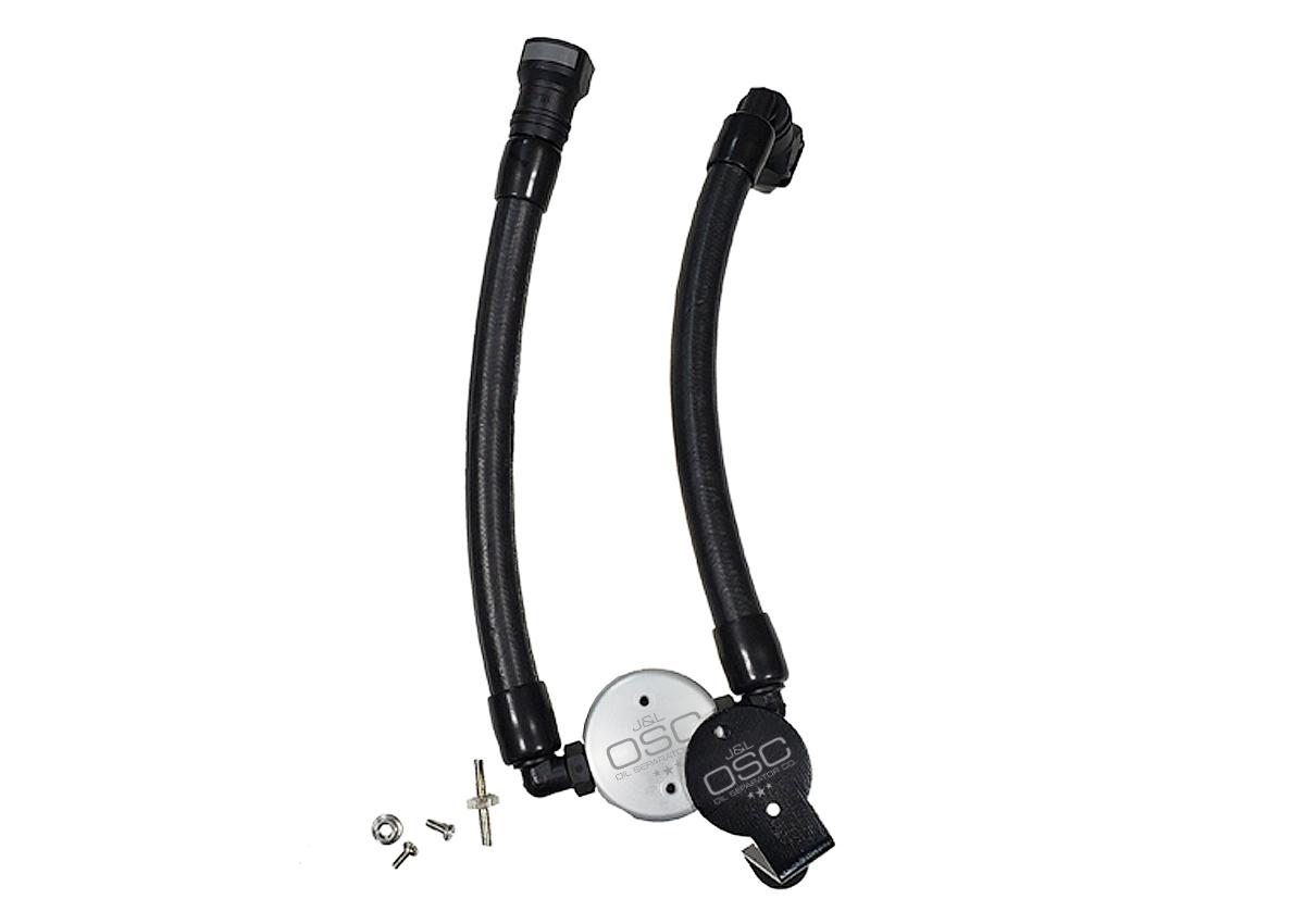 J&L 3040P-C Remote Mount Passenger Side 3.0 Oil Separator - Clear Anodized (2007-2014 Shelby GT500)