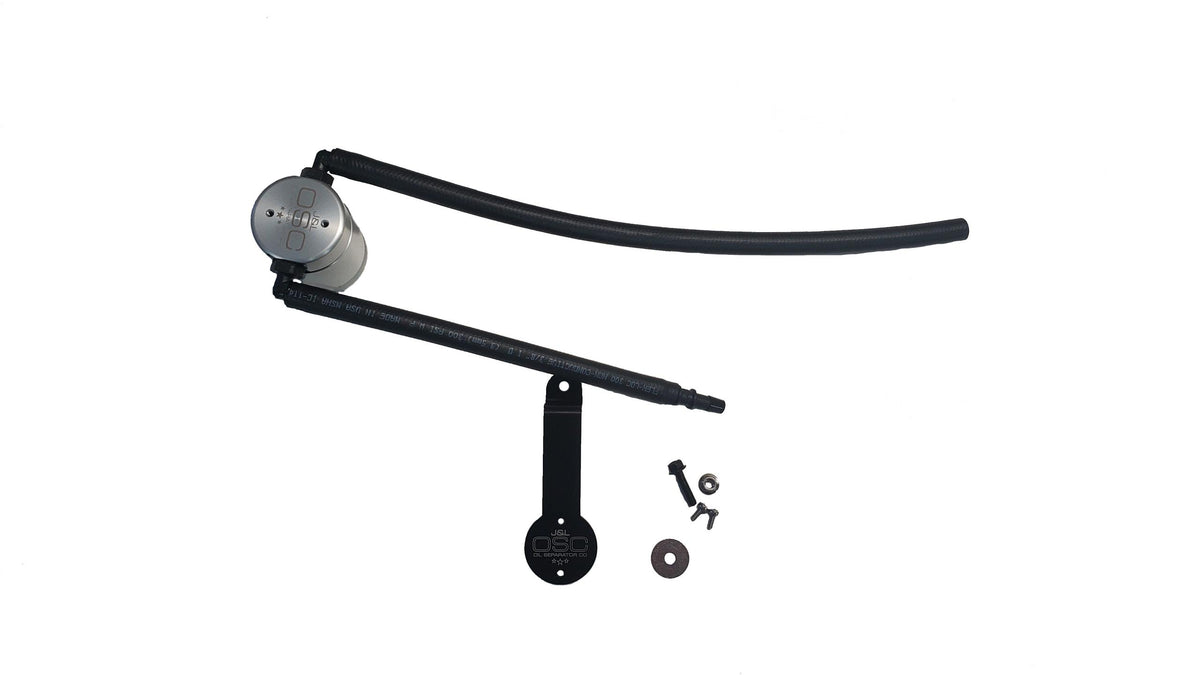 J&amp;L 3045P-C 3.0 Passenger side Oil Separator for 1986-1993 Ford Mustang 5.0L - Clear Anodized