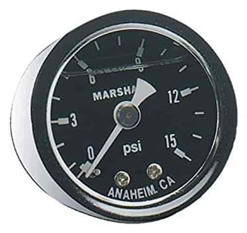 Fragola 1/8 Npt Fuel Pressure Gauge 0-15 Psi Liquid Filled - 900002