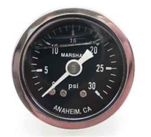 Fragola 1/8 Npt Fuel Pressure Gauge 0-30 Psi Liquid Filled - 900004