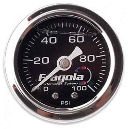 Fragola 1/8 Npt Fuel Pressure Gauge 0-100 Psi Liquid Filled - 900020