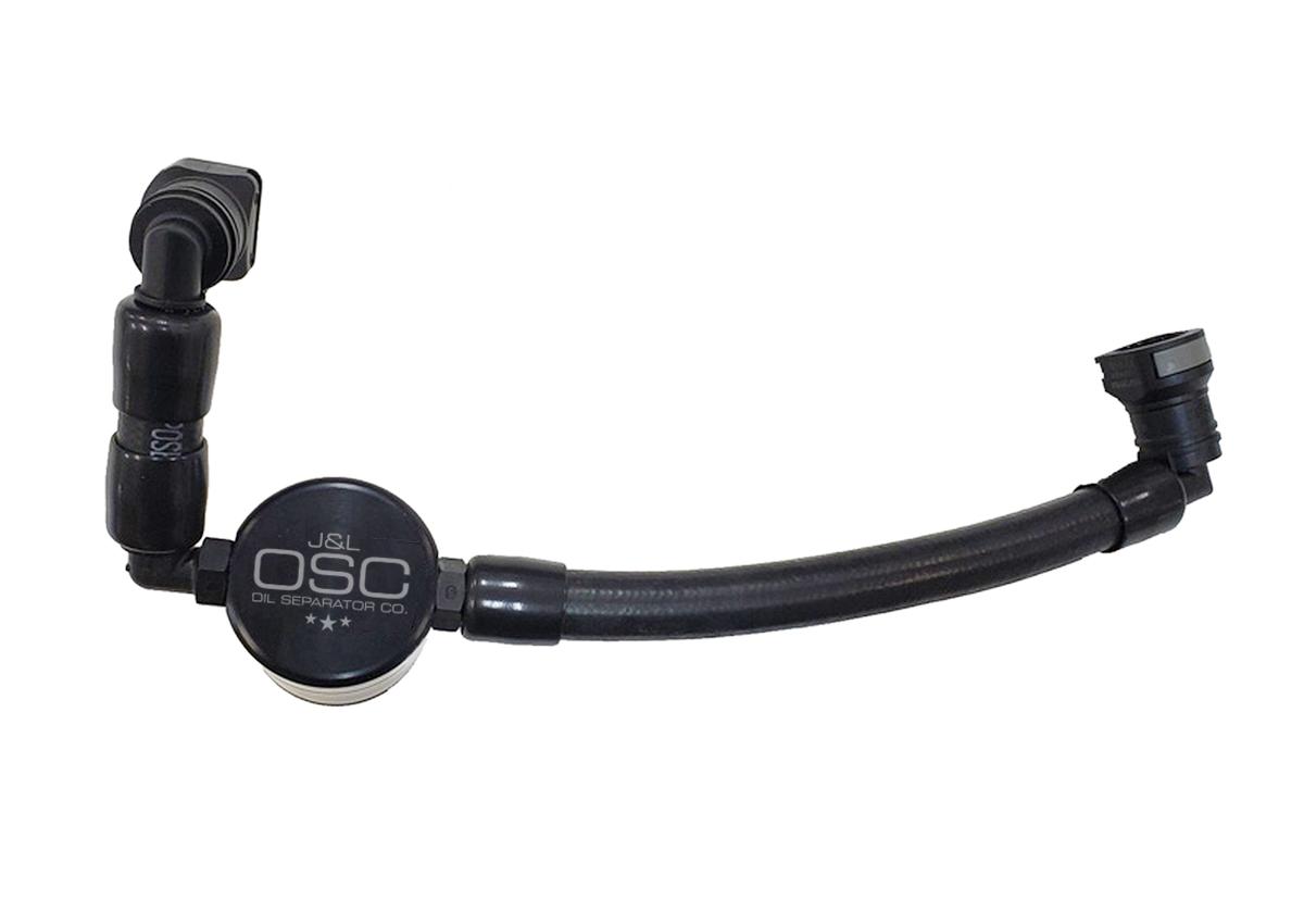 J&L Oil Separator 3.0 V2 Passenger Side, Black Anodized (2011-17 Mustang V6) Does not use PCV Factory Hose - 3050P-B