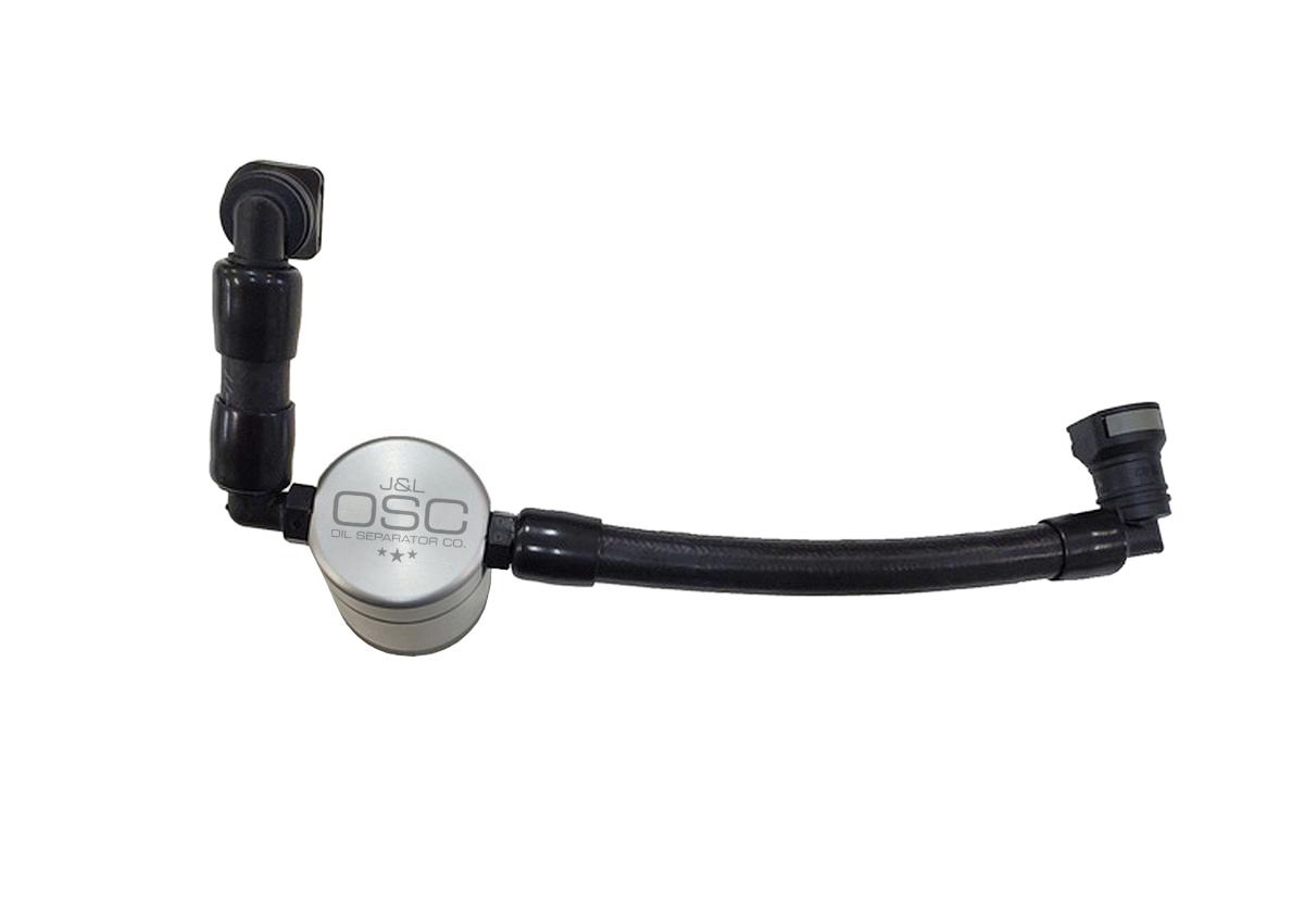 J&L Oil Separator 3.0 V2 Passenger Side, Clear Anodized (2011-17 Mustang V6) Does not use PCV Factory Hose - 3050P-C