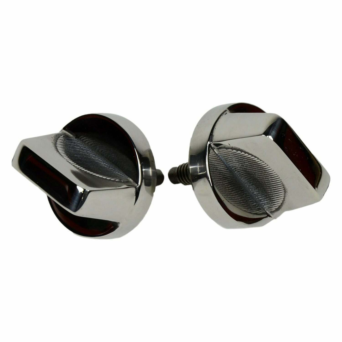 Kentrol Jeep CJ/YJ Windshield Knobs Pair 76-95 CJ and Wrangler YJ Polished Silver - 30510